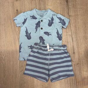 Carter's Light Blue Shark Print Two-Piece Set